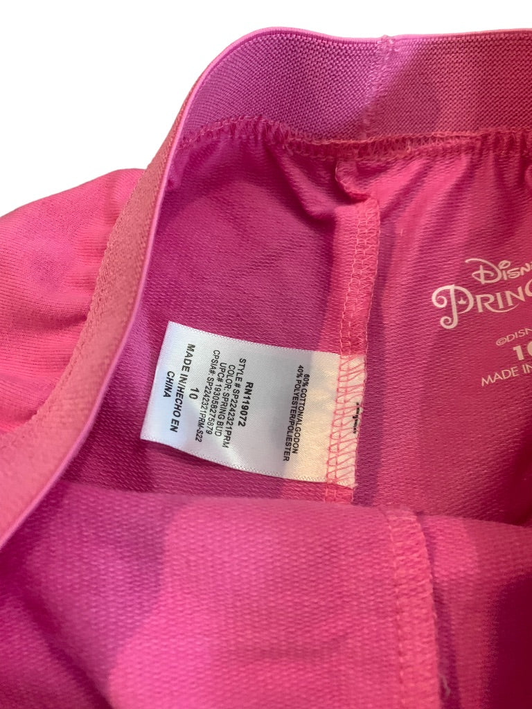 10 Disney Princess Girls Youth Pink Shorts Pull On Green Trim