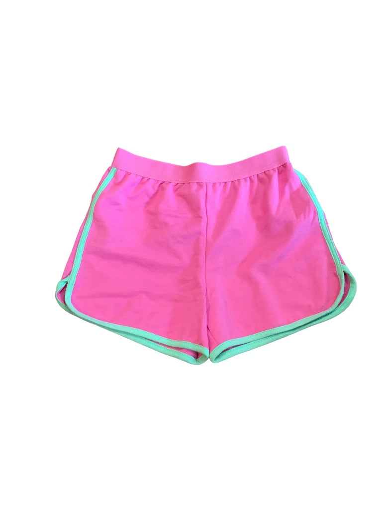 10 Disney Princess Girls Youth Pink Shorts Pull On Green Trim