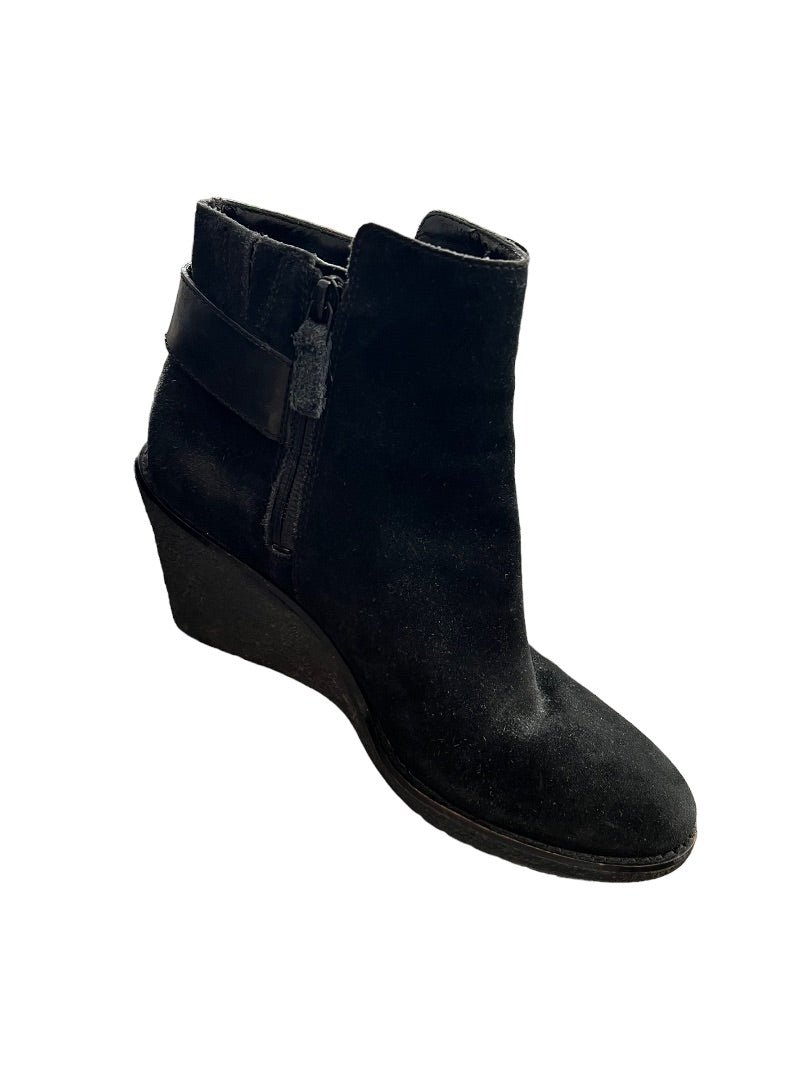 7.5 Cole Haan Black Wedge Suede Booties *Flaws