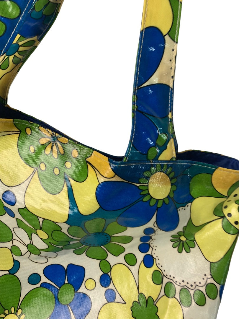 Bueno Retro Print Tote Shoulderbag Green Yellow Blue Floral Print