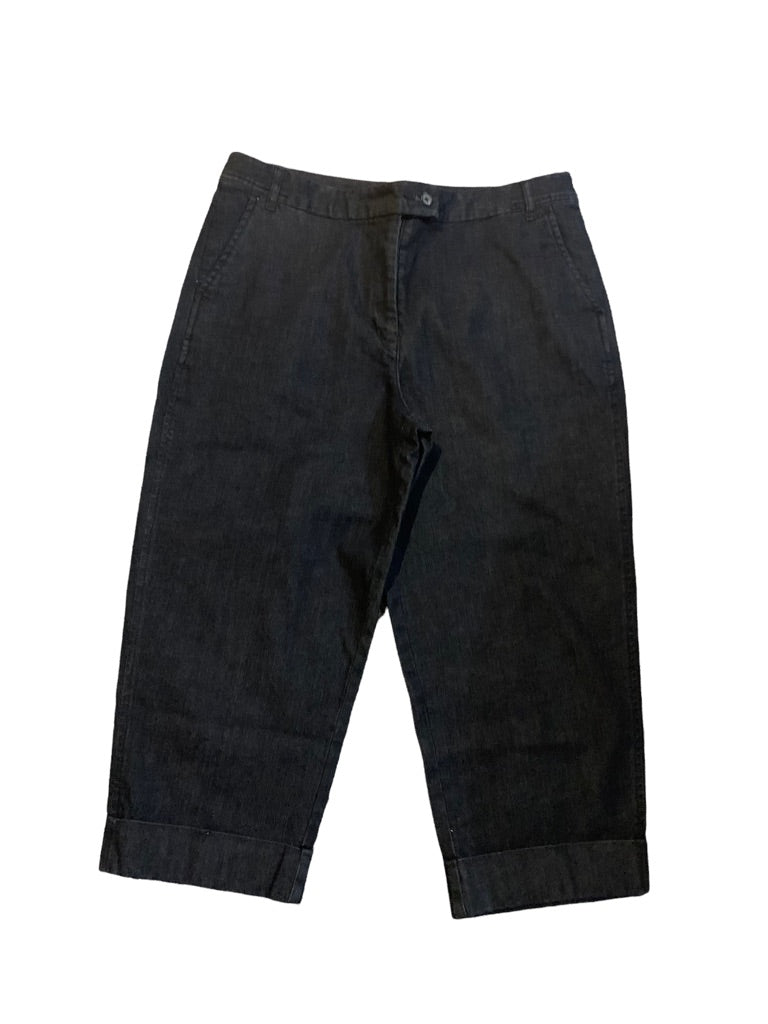 12 Talbots Petites Dark Blue Stretch Jeans Cropped Cuffed Women's