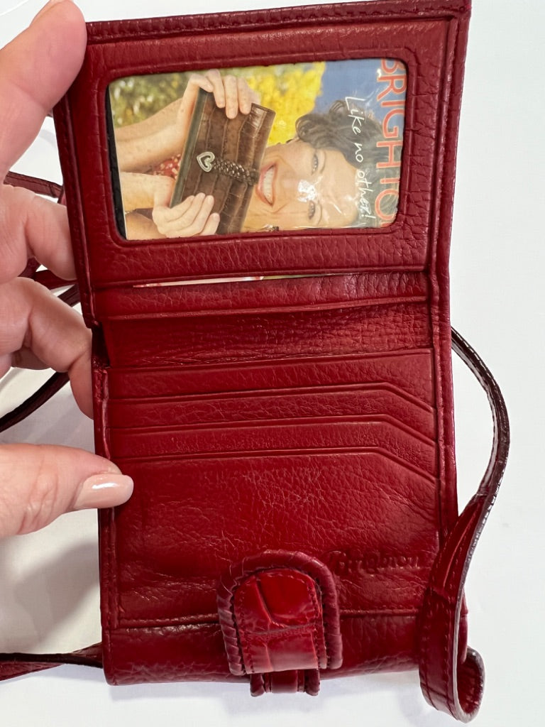 Brighton Red Leather Small Crossbody Convert To Wallet EUC