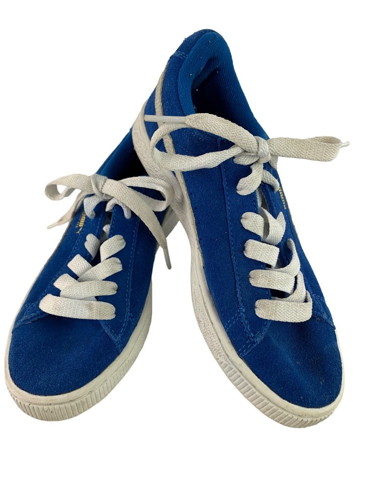 3.5M Youth Puma Blue Suede Big Kids Lace Up Sneakers