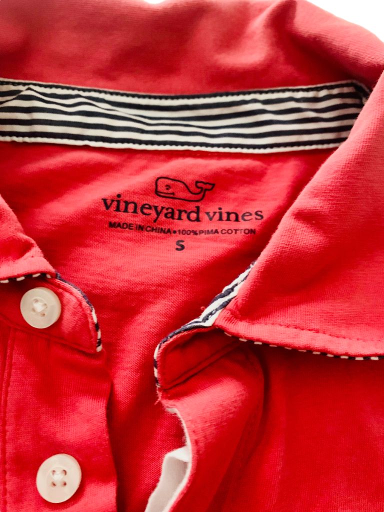 Small Vineyard Vines Men's Long Sleeve Polo Shirt Collared Pima Cotton Lightweight Dark Pink