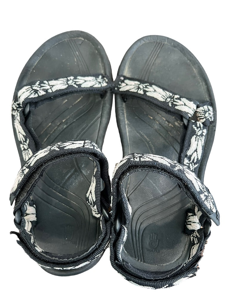 6 Teva Women's Hurricane 4 Sport Sandals Black White Floral Adjustable