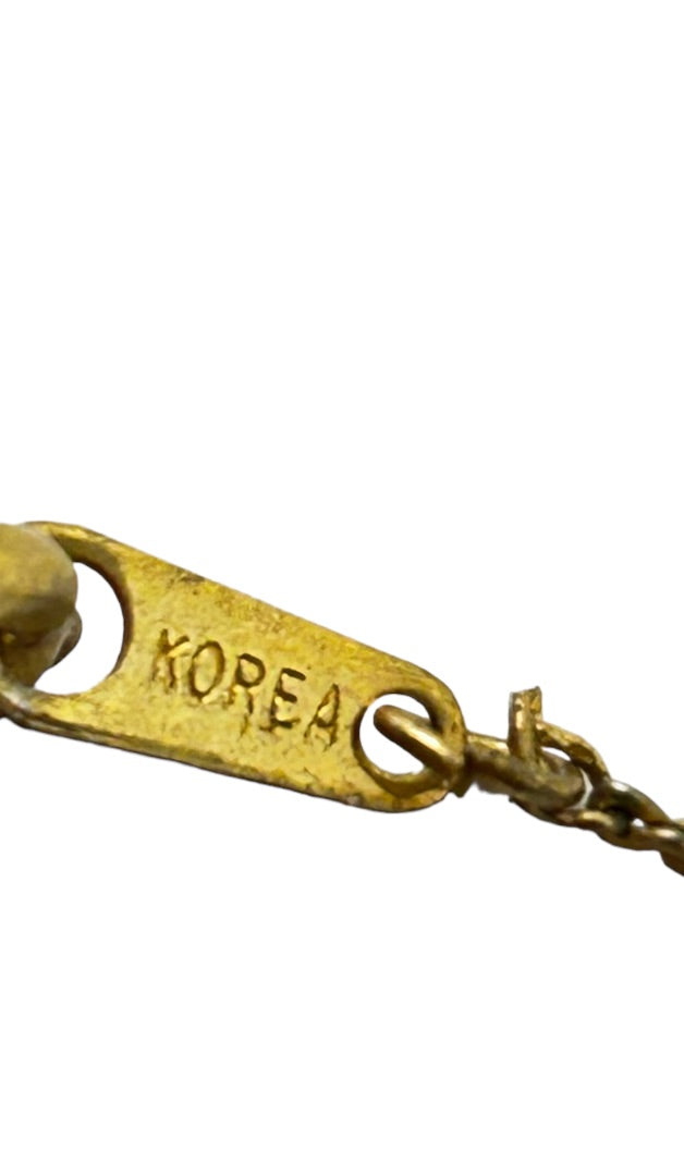 Vintage Goldtone Chain with Clear Heart Pendant 16" Necklace