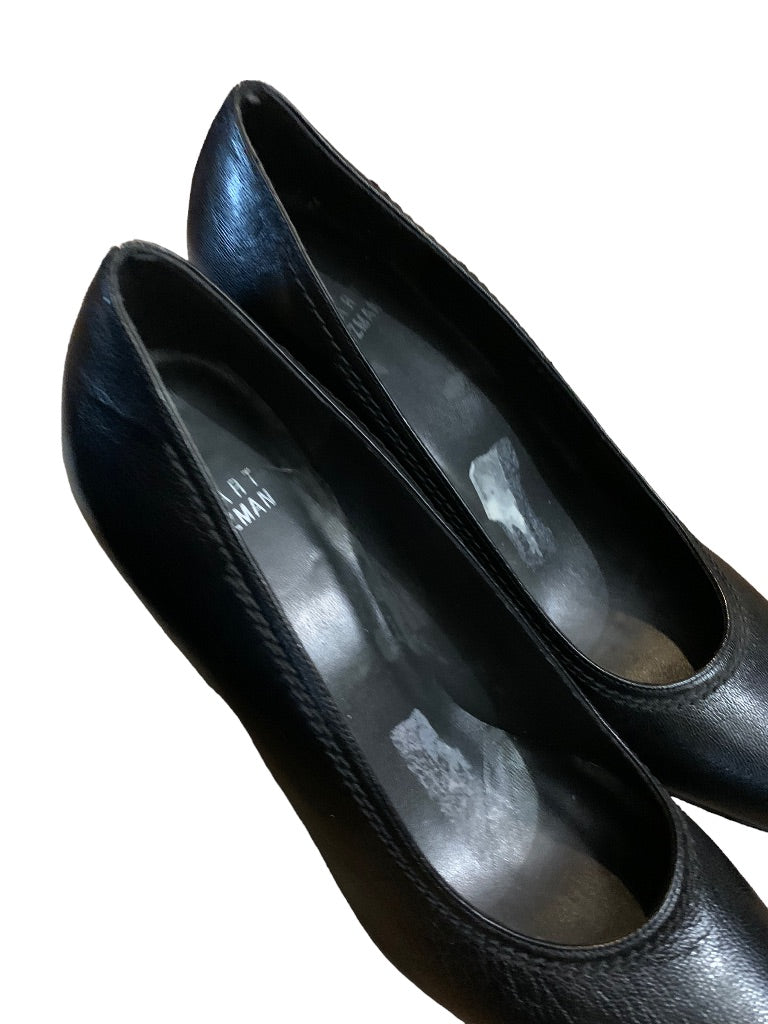 8.5M Stuart Weitzman Black Leather 3 3/4" Platform Heels A257400