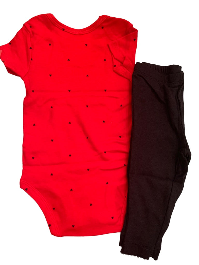 6 Months Carters Infant Girls 3 Piece Outfit Buffalo Plaid Heart New