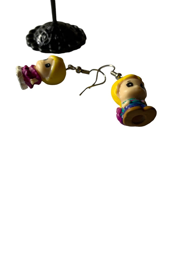 Plastic Doll 1.5" Drop Hook Pierced Earrings Squinkies Boy Girl