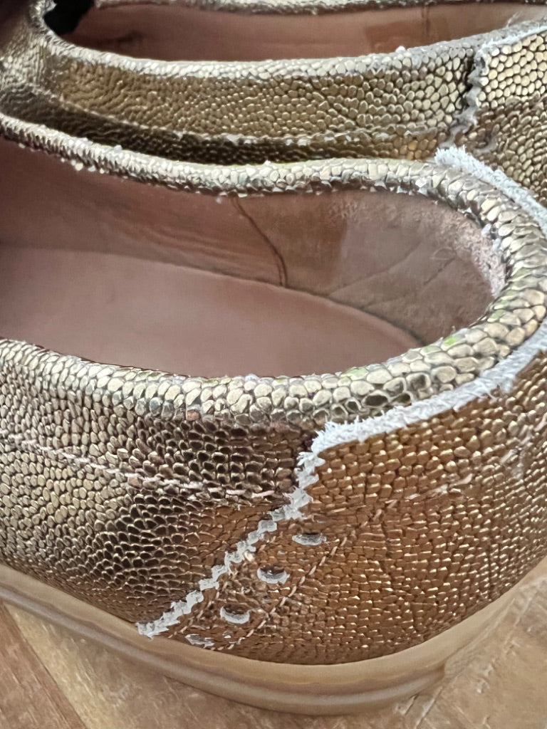 8 (38) Dries Van Noten Gold Metallic womens Loafers Slip On Shoes EUC