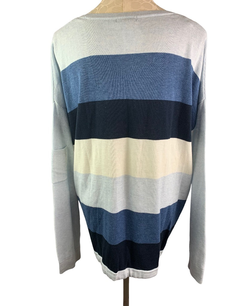 XXL Renuar Women's Blue Pullover Color Block Sweatshirt New $94