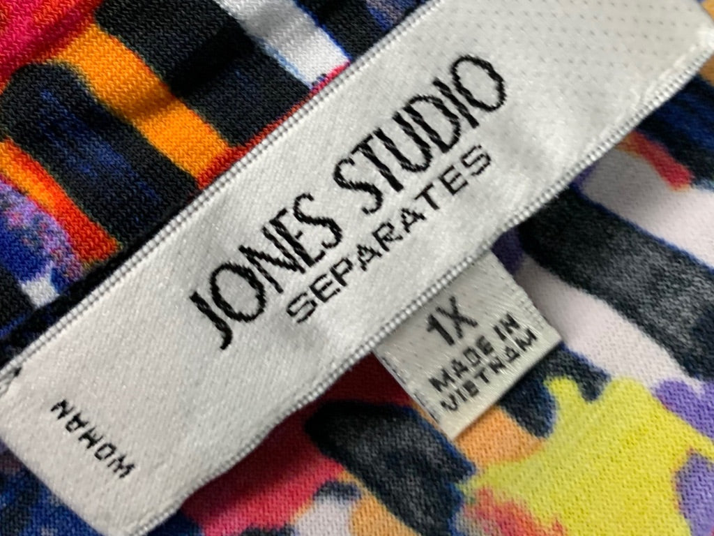 1X Jones Studio Separates Print Sleeveless Stretch Popover Blouse