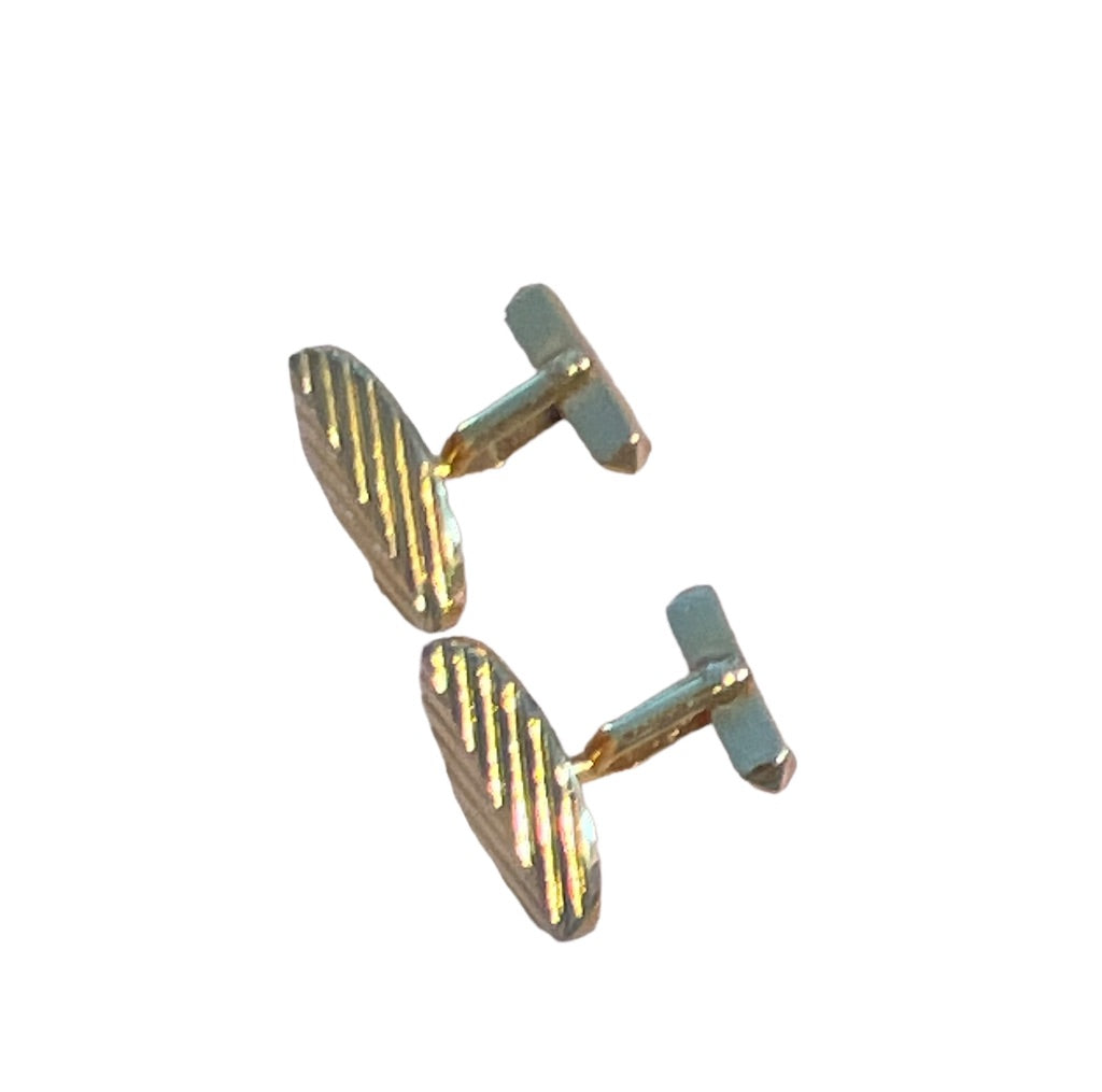 Vintage Swank Goldtone Oval Ribbed Cufflinks