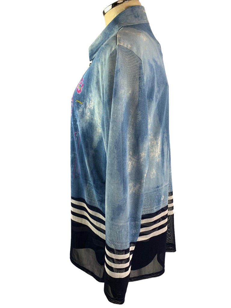 XXL Modelia Women's New Blue Twin Set Mesh Jacket Denim Design