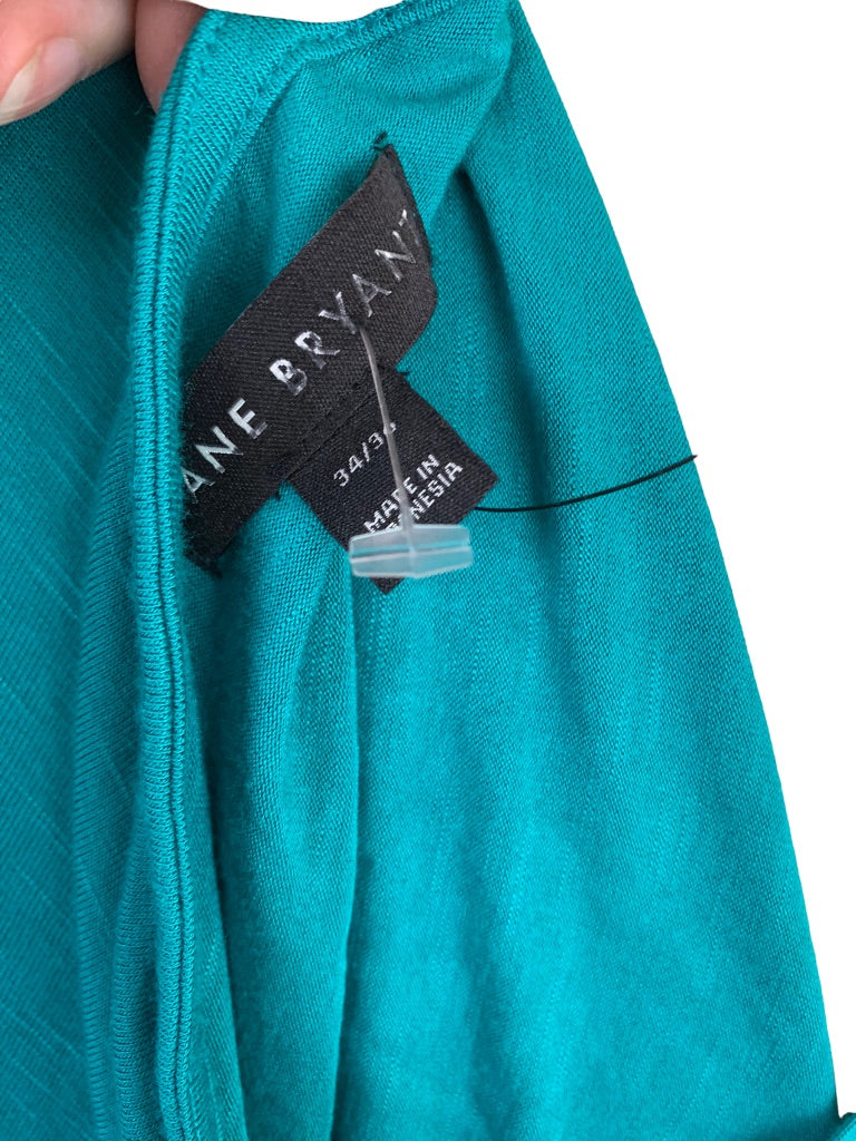 34/36 Lane Bryant Women's Teal Jersey Knit Tiered Cold Shoulder Top