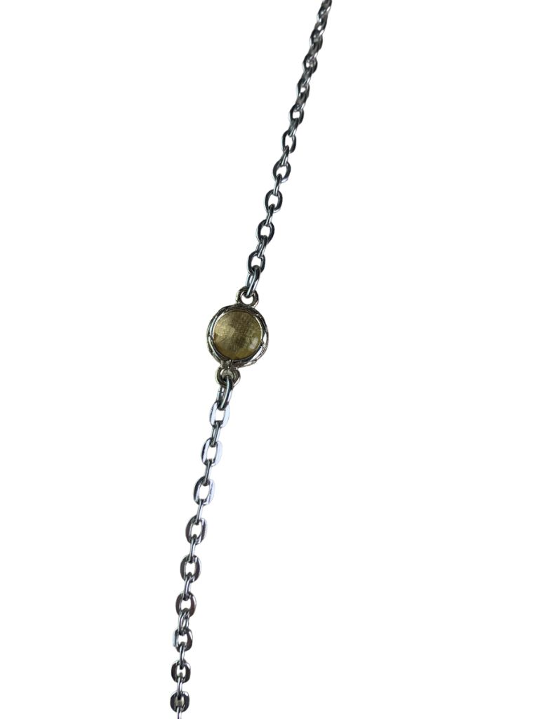 Loft Silvertone Chain 33"Necklace with Clasp Yellow Faceted Glass Beads