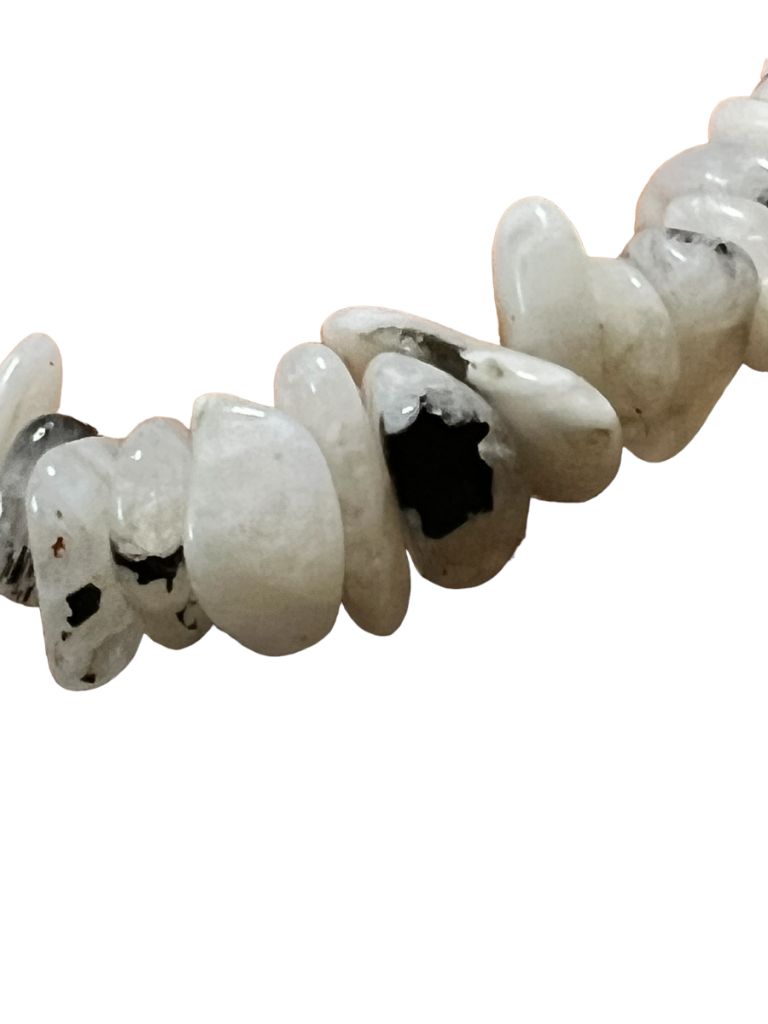 Moonstone Beaded Stretch Bracelet NEW White Gray