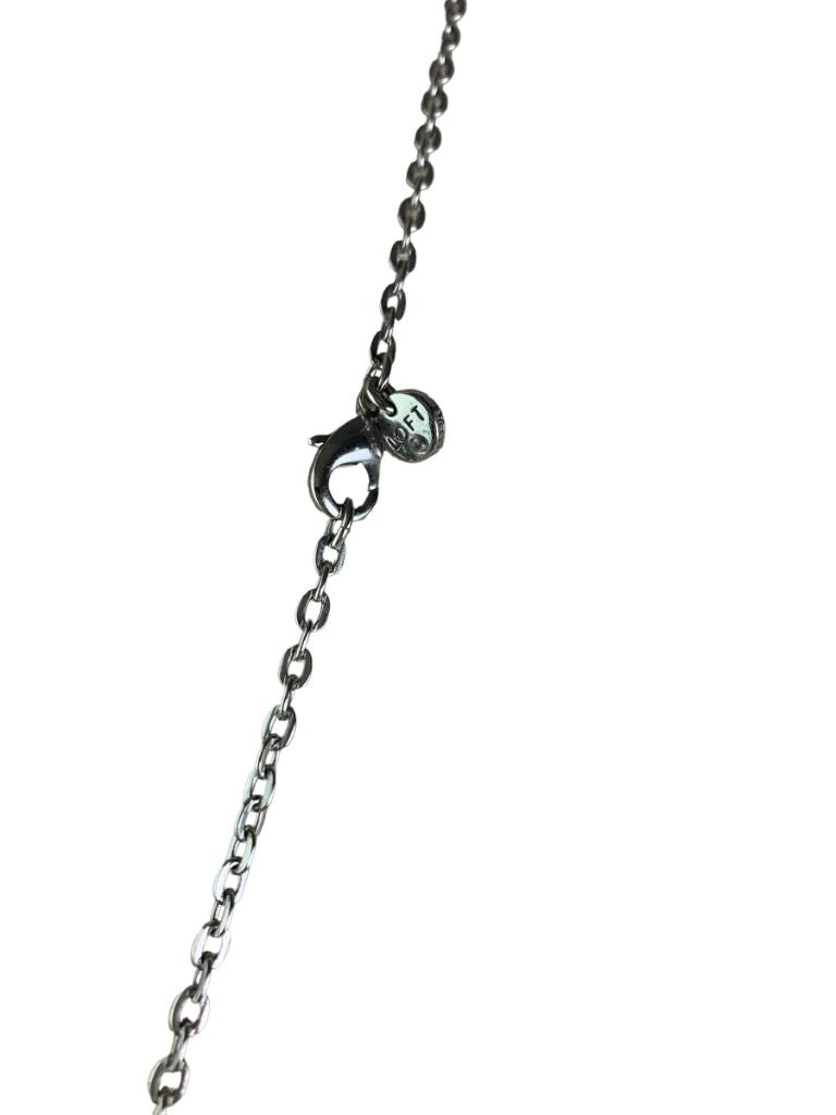 Loft Silvertone Chain 33"Necklace with Clasp Yellow Faceted Glass Beads