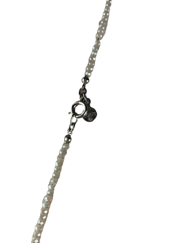 Loft 36" Strand String Necklace Off White Crystal Beads Green Yellow Inlays with Clasp