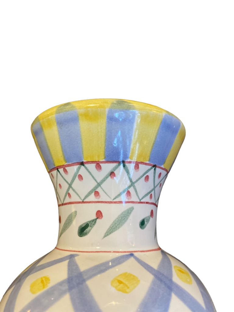 Small Painted Pottery Candle Holder Tealight Candlestick