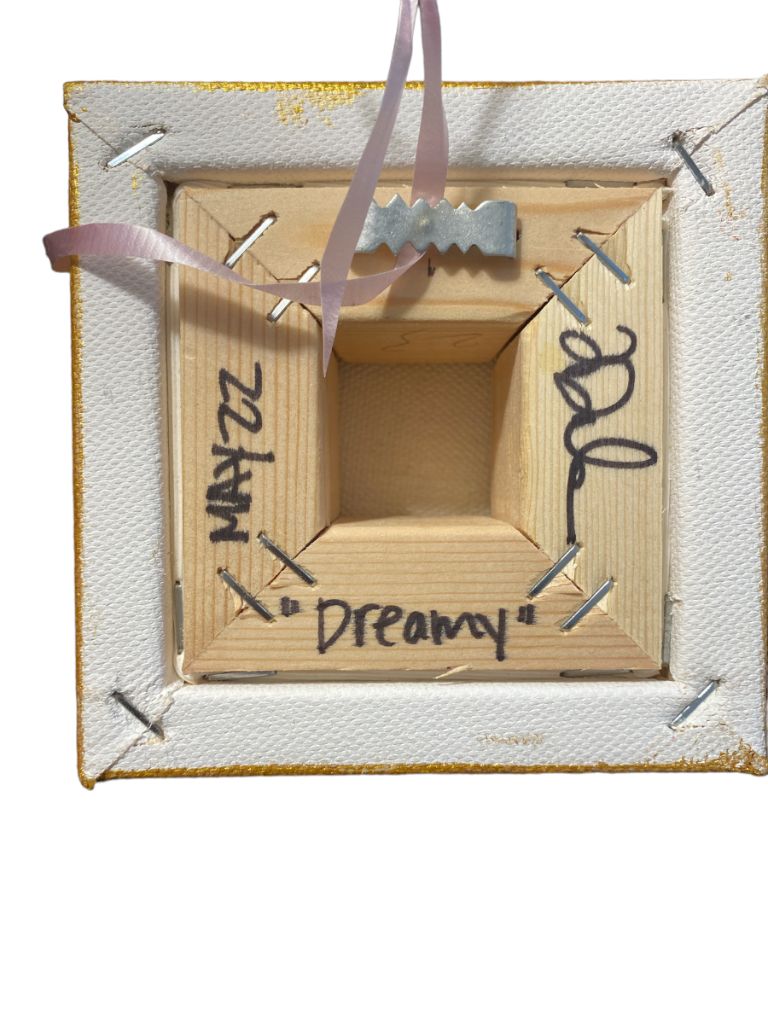 Thea DeLoreto Abtract Painting Signed Canvas 4" X 4" One of a Kind "Dreamy"