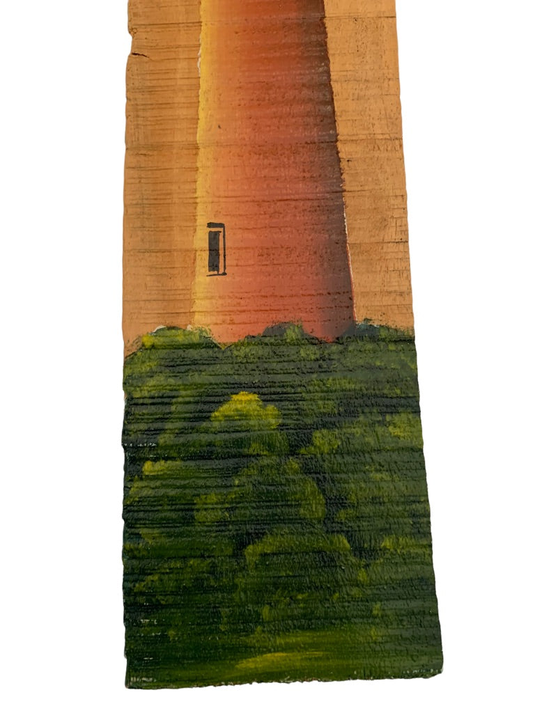 Painted Wooden Wall Hanging Lighthouse 17 1/2" x 3 1/4" Natural Look Beach Coastal