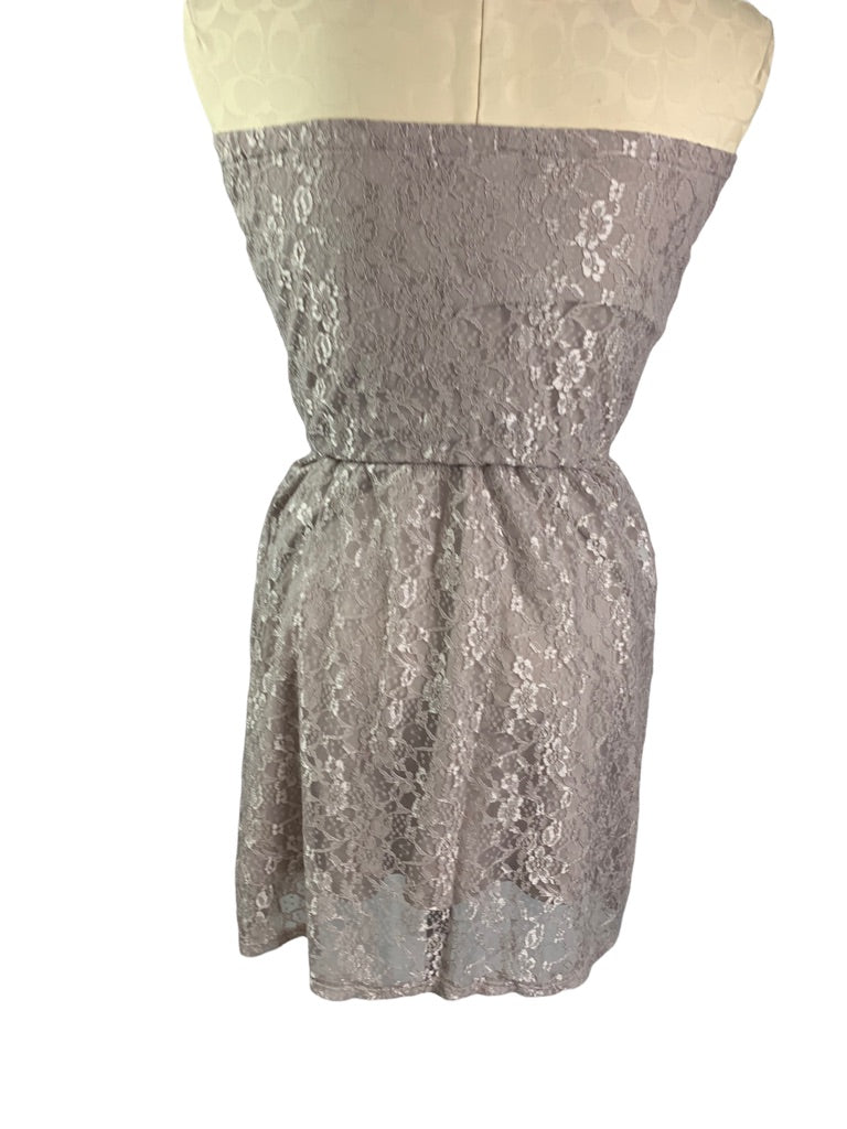 XS Victoria's Secret Mauve Lace Strapless Dress Short Lined Stretch