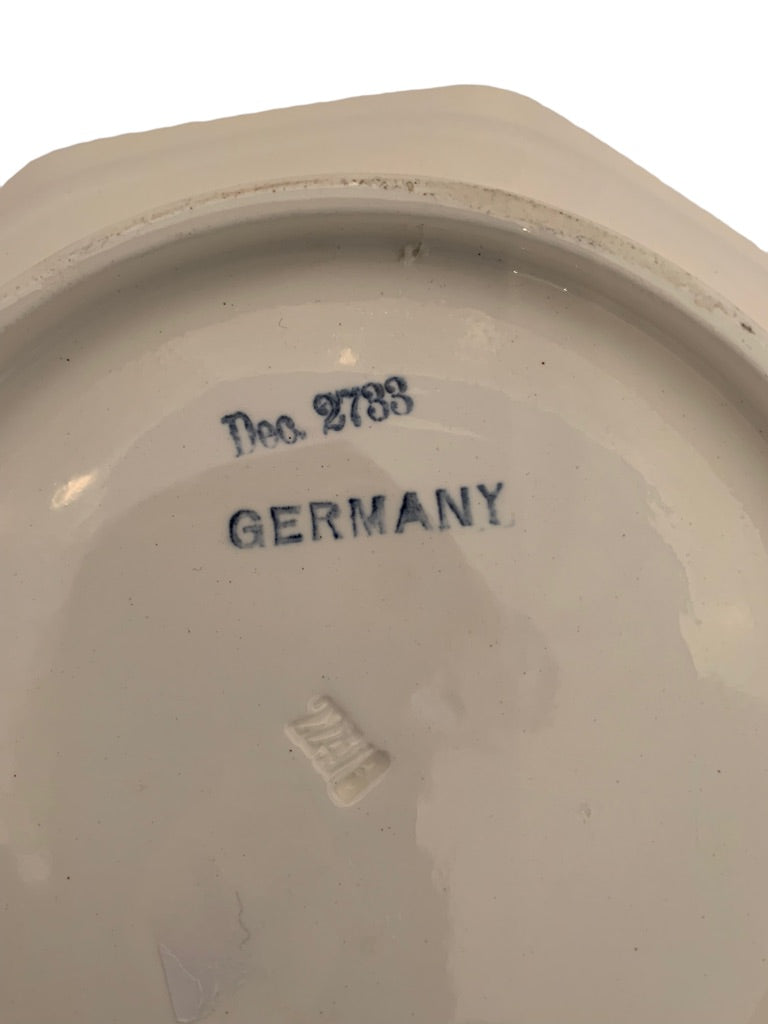 Vintage Blue Storm 9.5" Octagonal Bowl Germany Dec 2733