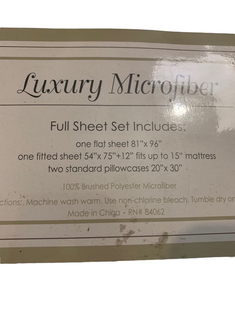 Luxury Microfiber Ivory Full Sheet Set 4 Pieces Fits up to 15" Depth Mattress
