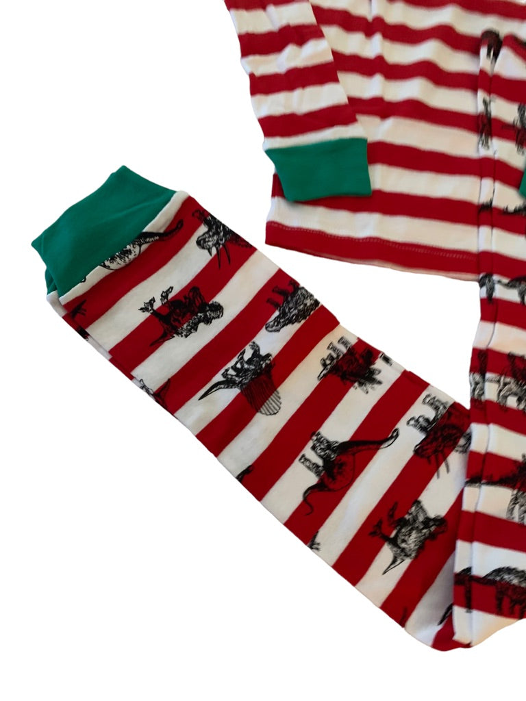 12 kikiz Ye Kids Youth Red White Holiday PJs Pajamas Dinosaur Theme New