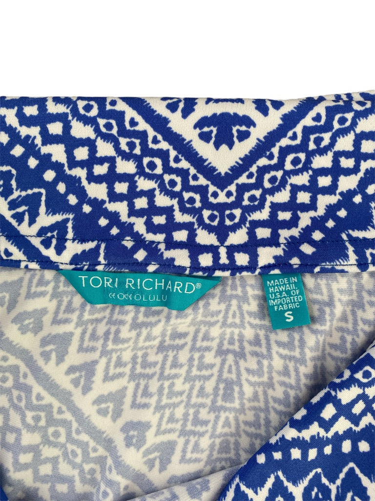 Small Tori Richard Honolulu Maxi Skirt Blue White Chevron Floral