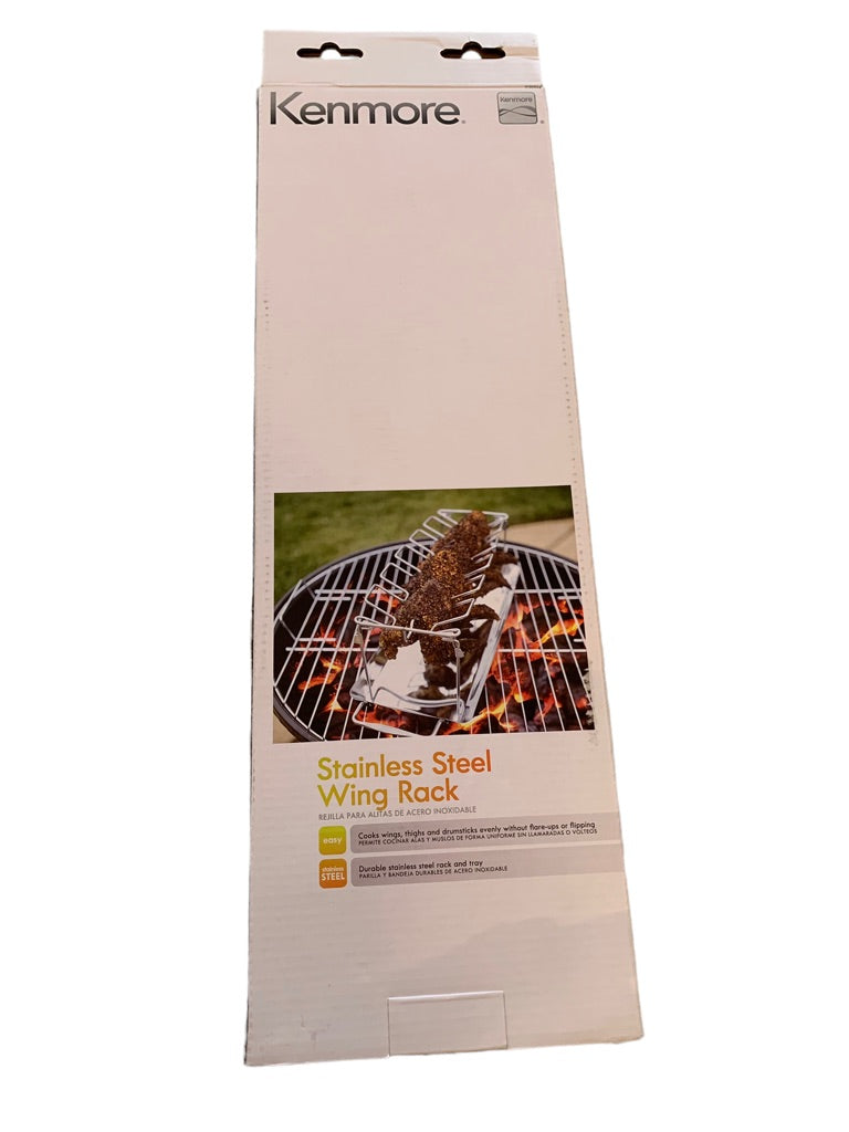 Kenmore Stainless Steel Wing Rack and Tray Grill Accessory