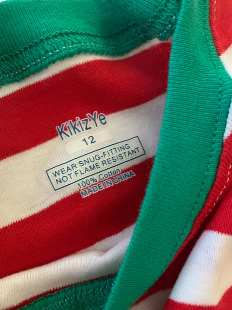 12 kikiz Ye Kids Youth Red White Holiday PJs Pajamas Dinosaur Theme New