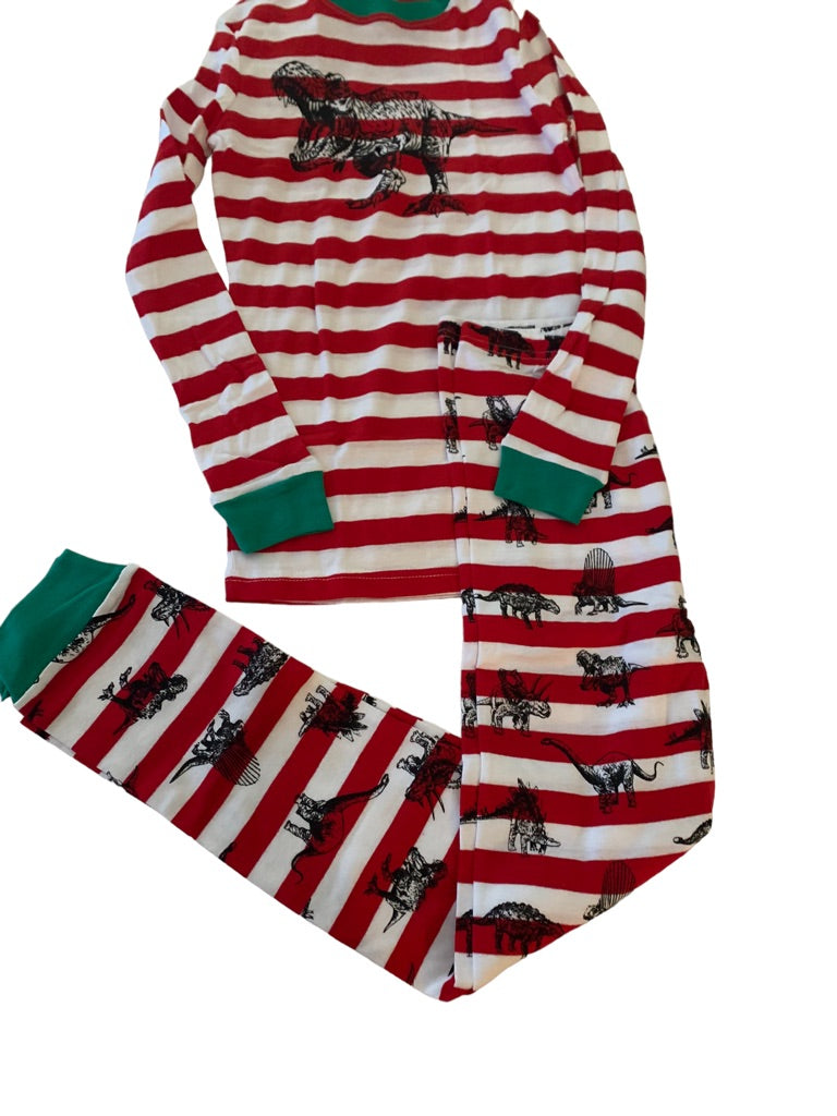 12 kikiz Ye Kids Youth Red White Holiday PJs Pajamas Dinosaur Theme New