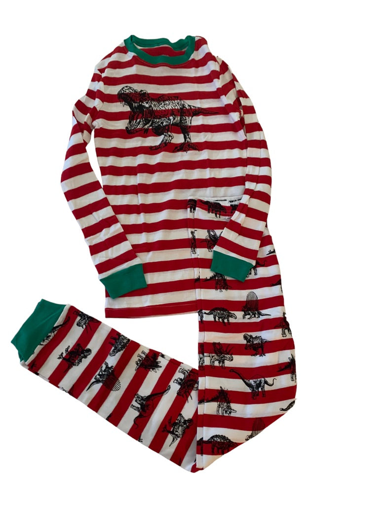 12 kikiz Ye Kids Youth Red White Holiday PJs Pajamas Dinosaur Theme New