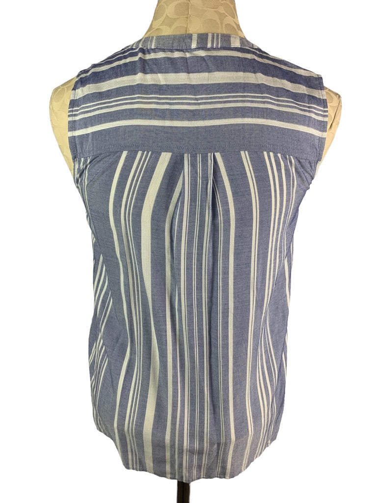 XS Gap Blue White Sleeveless Pullover Blouse Women's Rayon