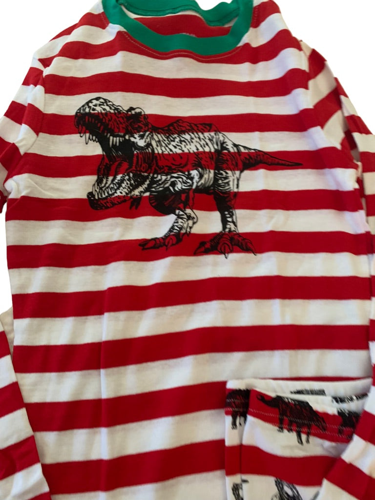 12 kikiz Ye Kids Youth Red White Holiday PJs Pajamas Dinosaur Theme New