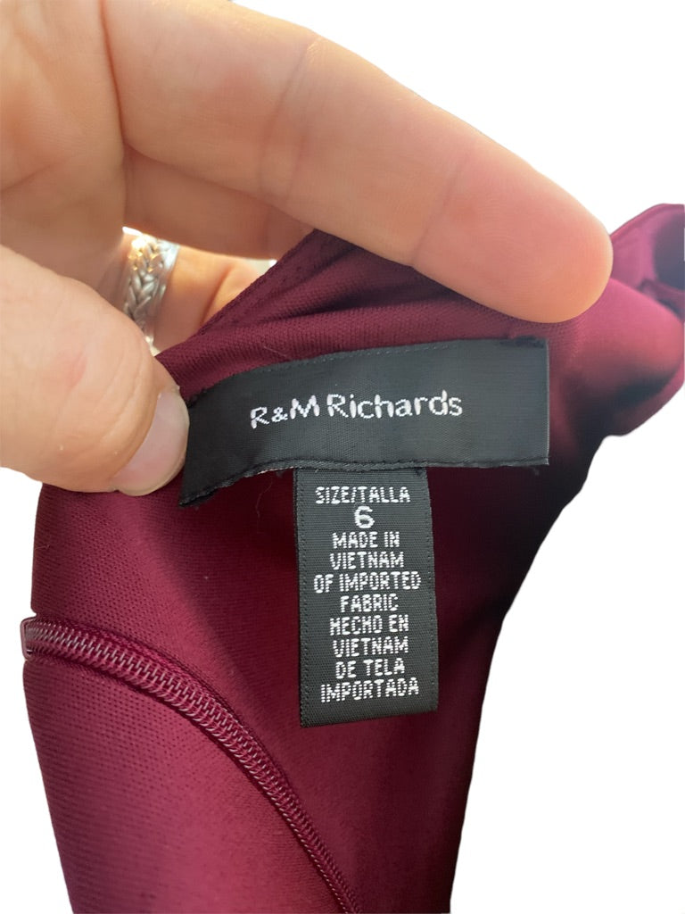 R&M Richards Burgundy Cold Shoulder Formal Dress