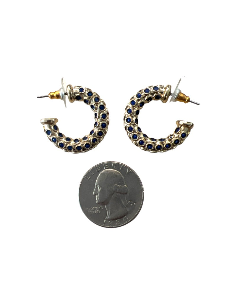 Goldtone Blue Cabochon Post Pierced Earrings