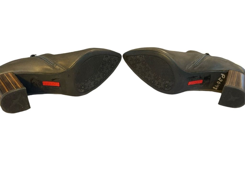 40 (9.5) Pikolinos Salamanca Ankle Boots Booties Gray Block Heel Zip