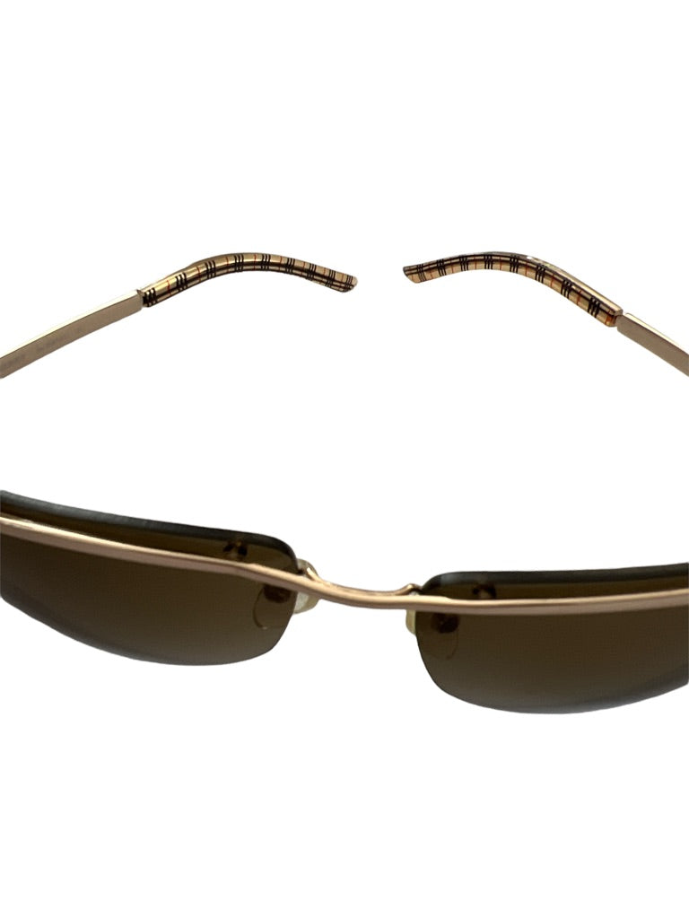 Burberry Sunglasses Brown Lense Rimless Goldtone B8914/S 61 14 hard case