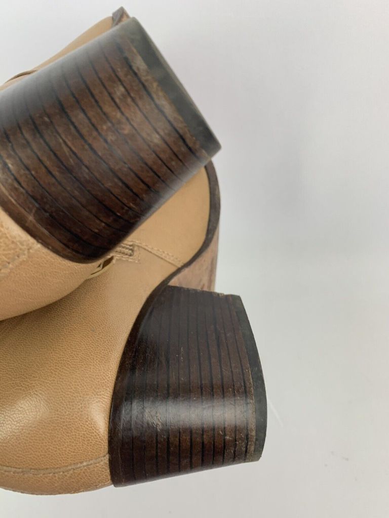 9B Coach Women's Tan Leather Ryder Booties Woven 2" Block Heel