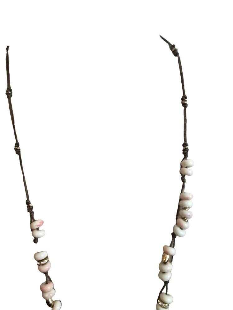 J. Crew 32" Rope and Bead Necklace with Goldtone Accents Beach Boho Style