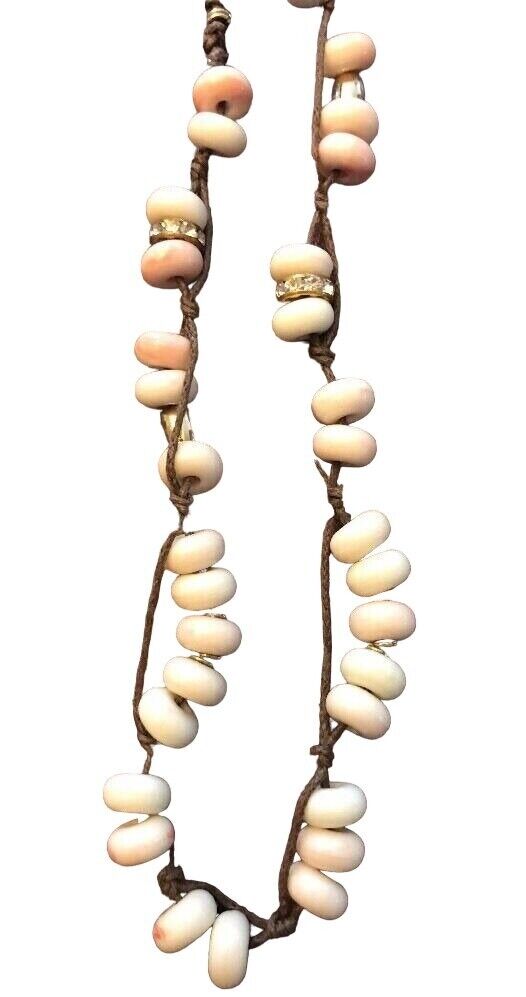 J. Crew 32" Rope and Bead Necklace with Goldtone Accents Beach Boho Style