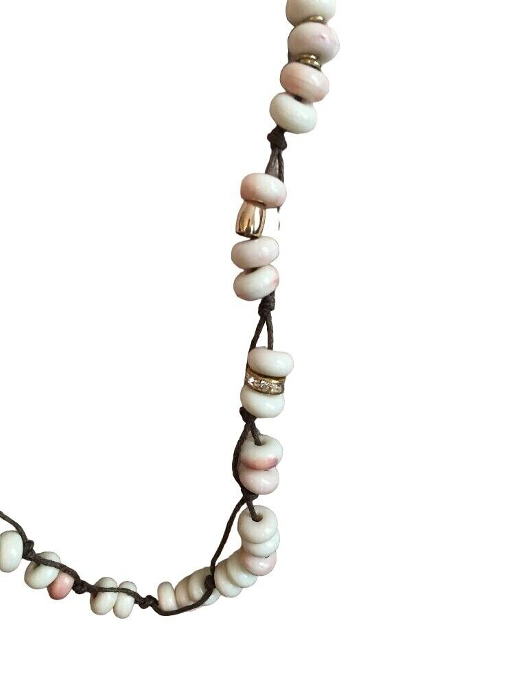 J. Crew 32" Rope and Bead Necklace with Goldtone Accents Beach Boho Style