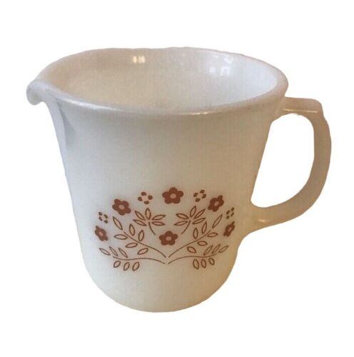 Pyrex Creamer Summer Impressions Ginger White w/ Brown Flowers great condition