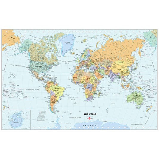 WallPops Dry Erase Peel and Stick World Map WPE99074 24" x 36"