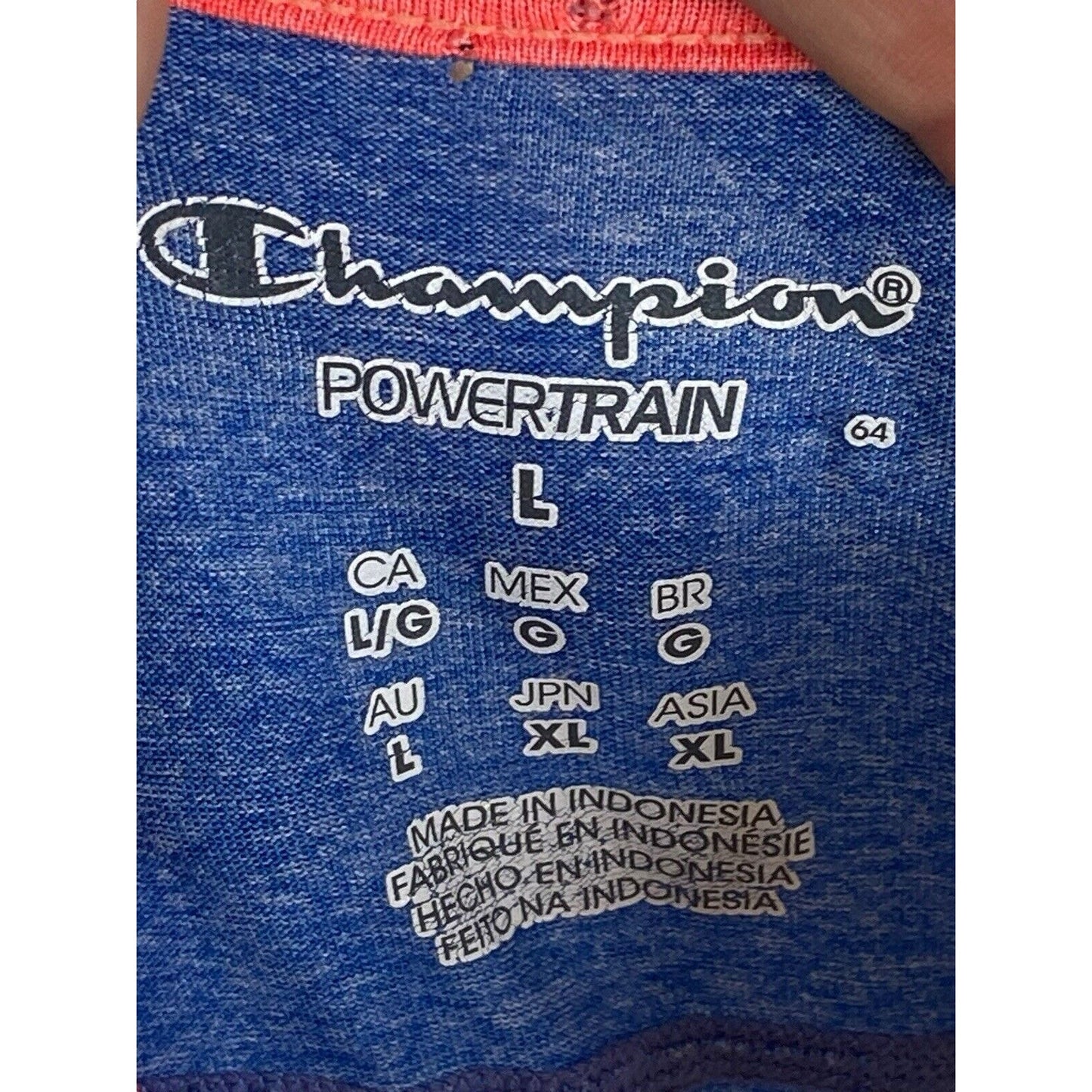 Champion Size L Powertrain Blue Pink RacerBack Tank Top Athletic Workout