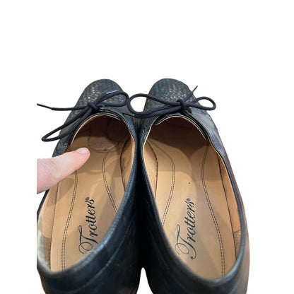 Vintage TROTTERS LILA Woven Leather Black Oxford Shoes Flats 9.5 S (AAA)