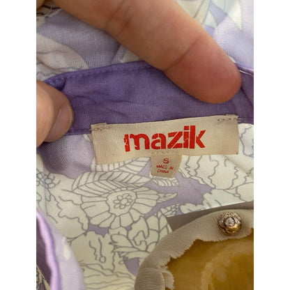 Small NWT Mazik Sleeveless Floral Ruffled Shirt Top Blouse Lavender